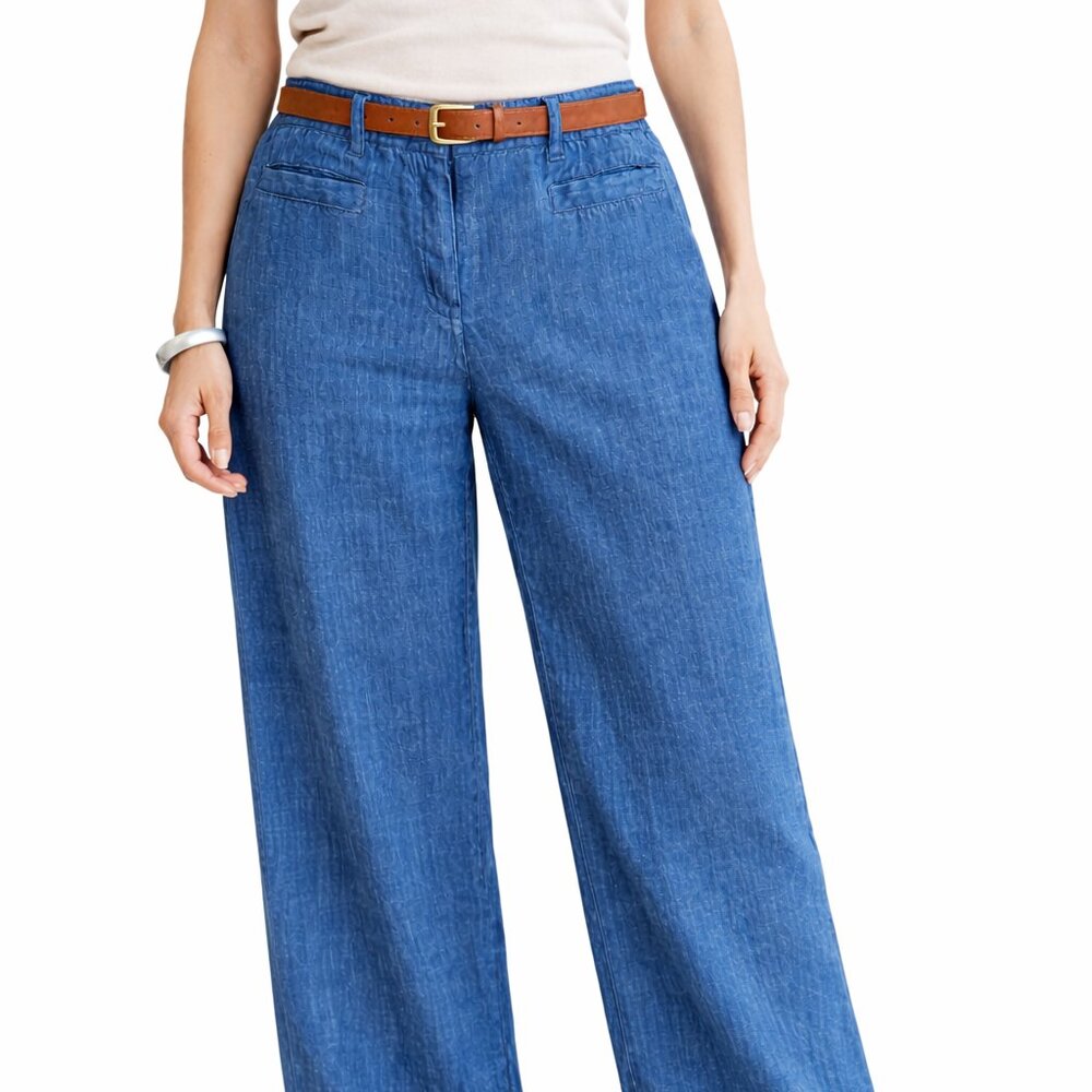 Tommy Hilfiger linen/cotton pants, boot cut, blue wash